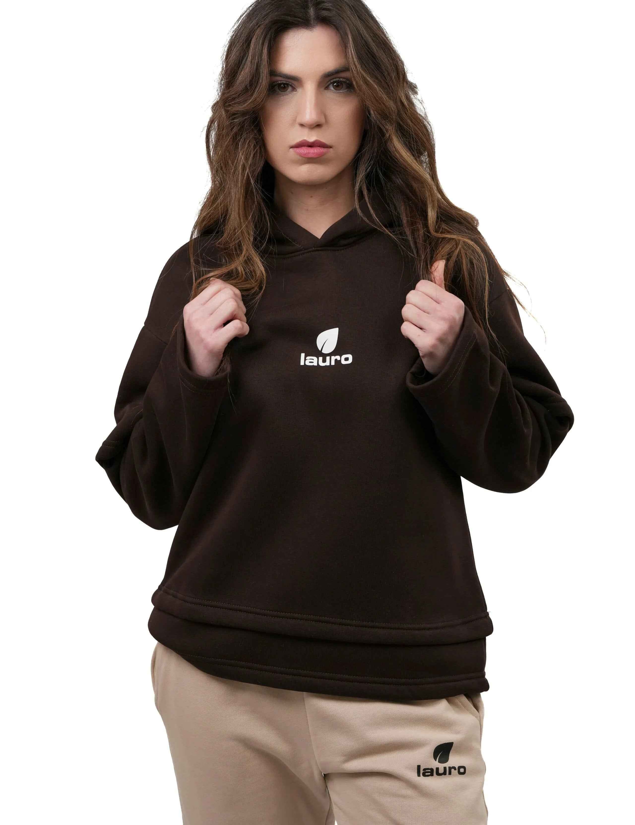 Felpa Oversize da Donna Streetwear Layered 310 GSM – Hoodie LS-LU7917 - Lauro Sport