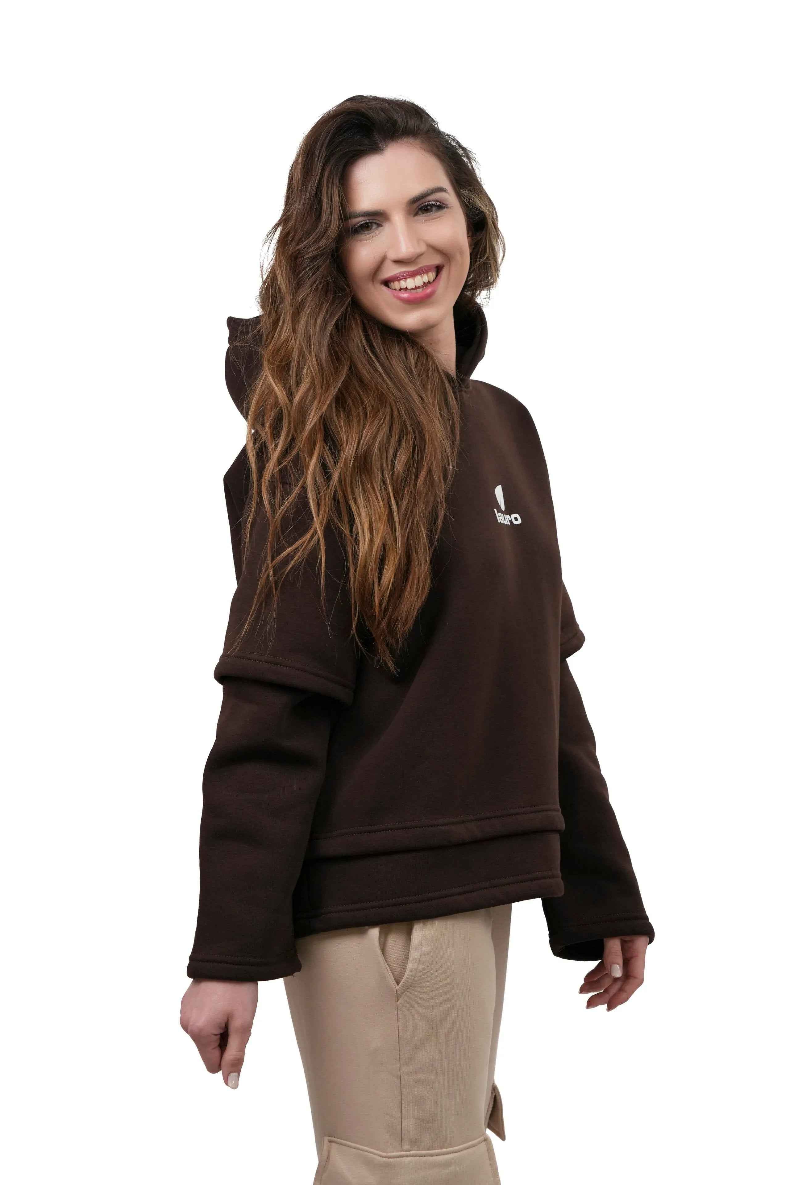 Felpa Oversize da Donna Streetwear Layered 310 GSM – Hoodie LS-LU7917 - Lauro Sport